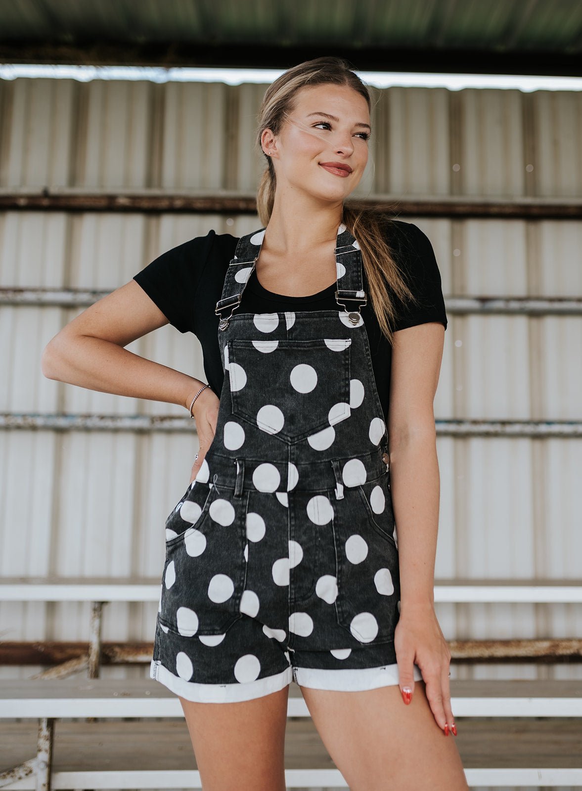 Black Game Day Polka Dot Overalls G30426 - Southern Soule Designs