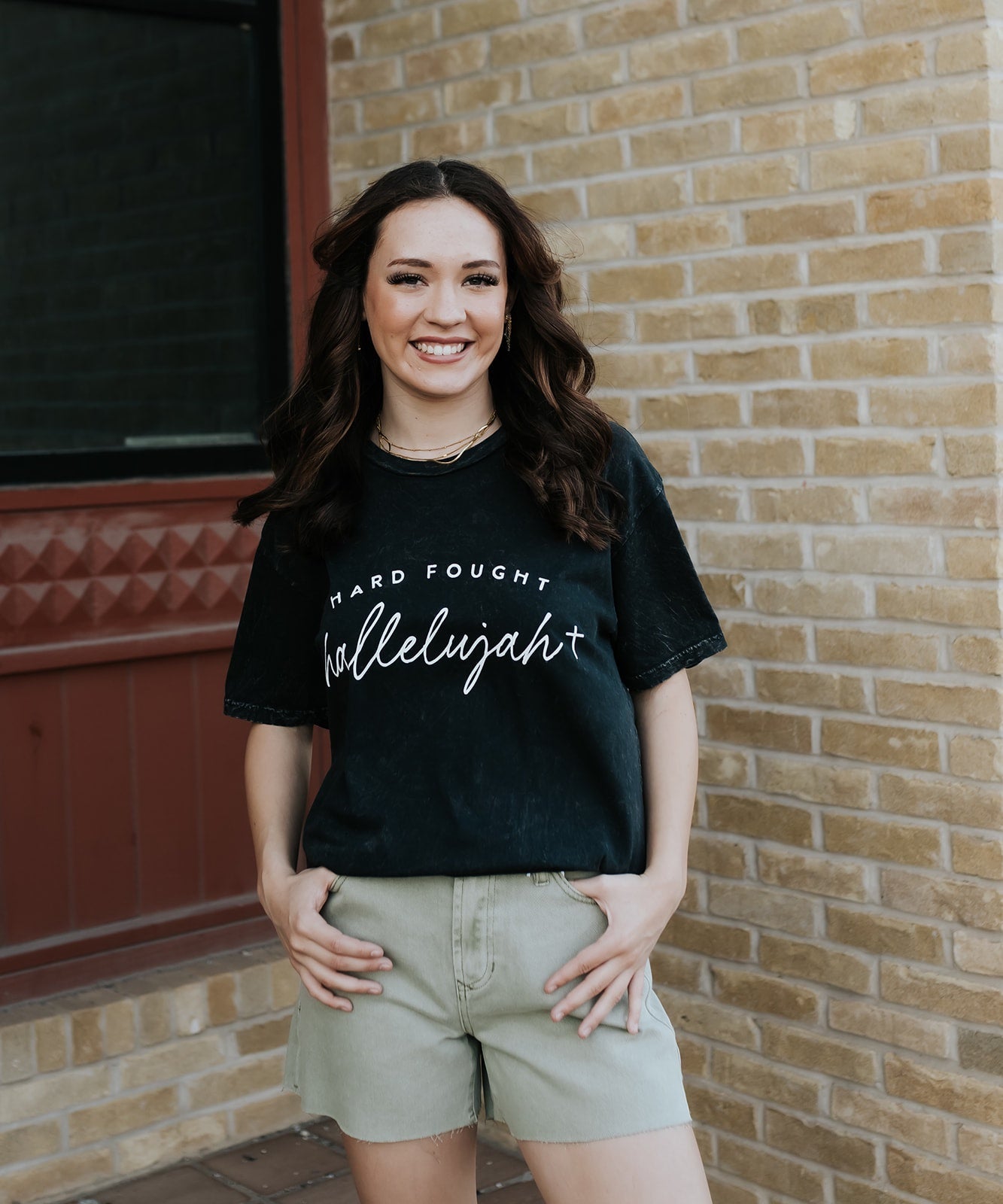 Black Hard Fought Hallelujah Mineral Tee - Southern Soule Designs