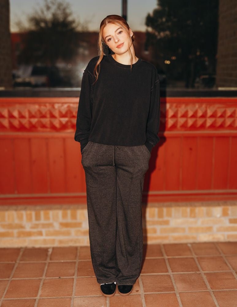 Black High Waist Drawstring Pants DZ24E895 - Southern Soule Designs