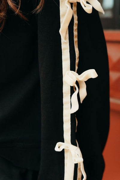 Black High waist Joggers w/Bow Detail P24948 - Southern Soule Designs