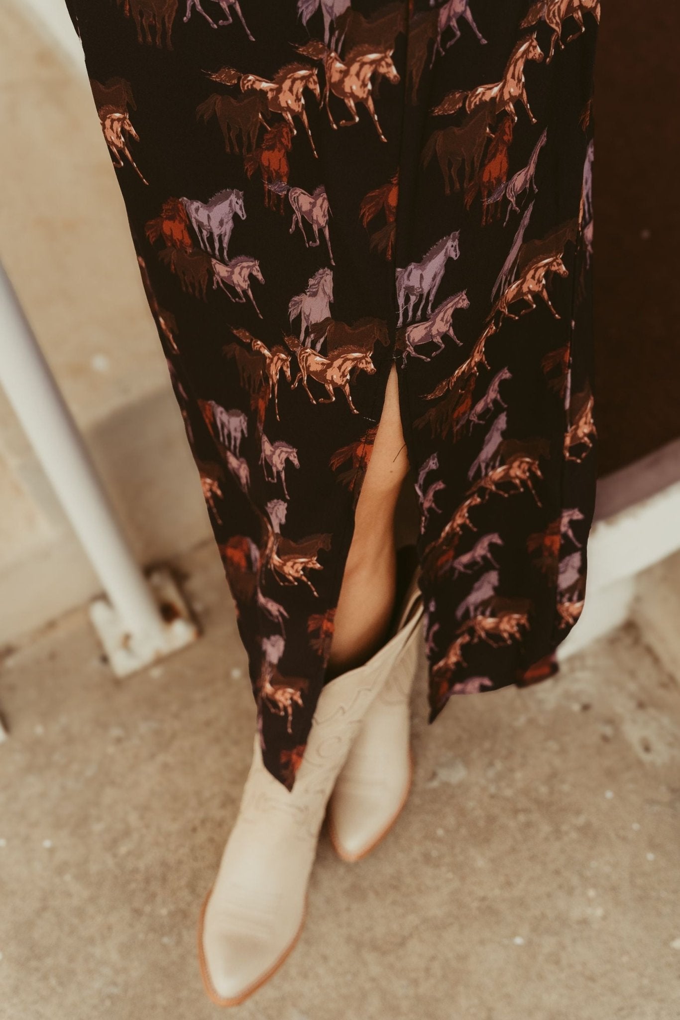 Black Horse Print Dress BWD2R05236 - Southern Soule Designs