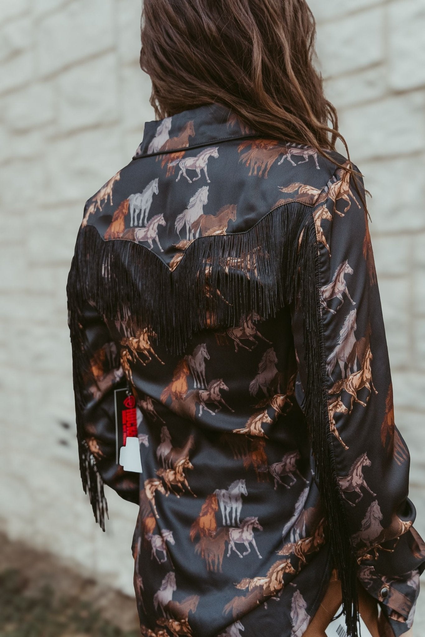 Black Horse Print Satin Snap BWN2S05430 - Southern Soule Designs