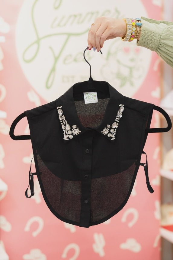 Black Jeweled Collar Top (One Size) - Southern Soule Designs