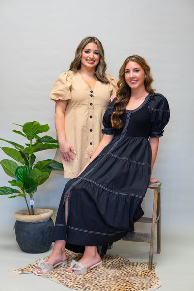 Black Kora Midi Dress - Southern Soule Designs