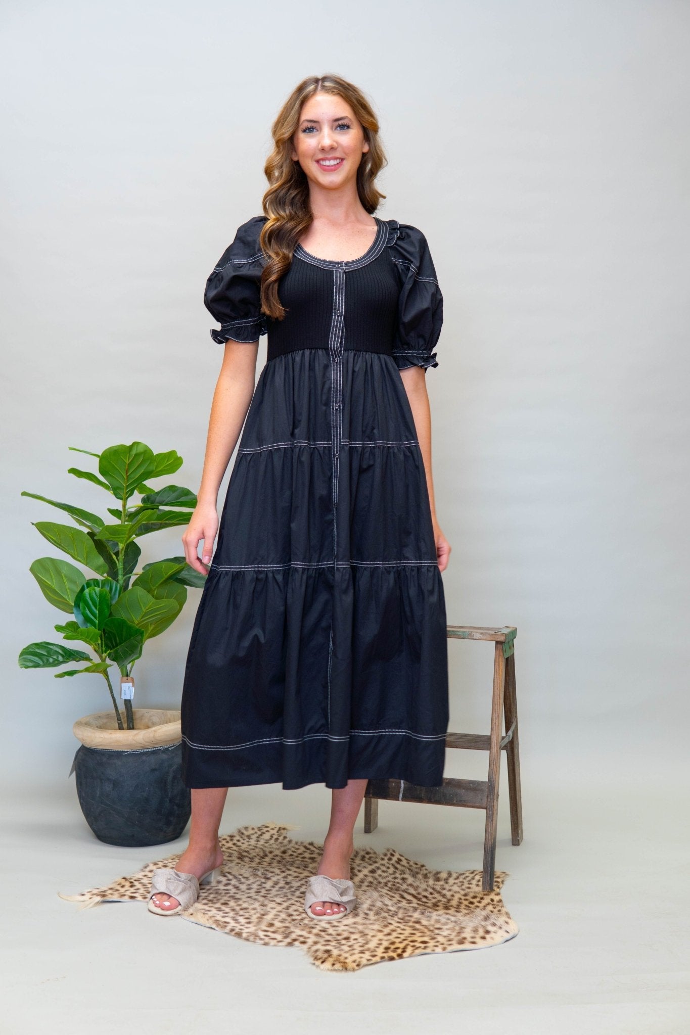 Black Kora Midi Dress - Southern Soule Designs