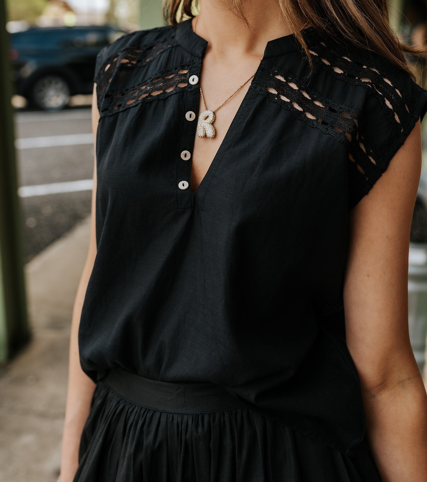 Black Lace Sleeveless Top VCR11647 - Southern Soule Designs