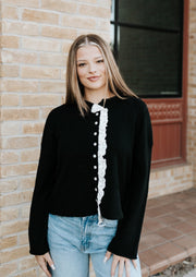 Black Lace Trim Cardigan J5246 - Southern Soule Designs