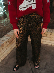 Black Leopard Metalic Drawstring Pants BRP3275 - 1 - Southern Soule Designs