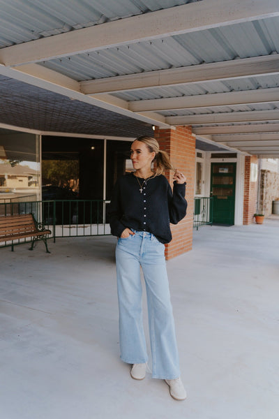 Black Lightweight Cardigan TBW237 - Southern Soule Designs