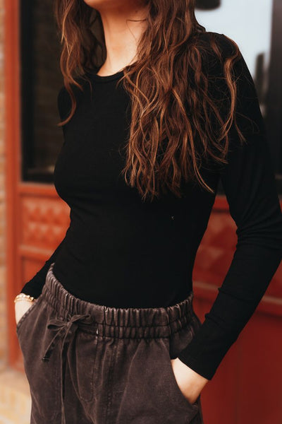 Black LS Ribbed Bodysuit - Southern Soule Designs