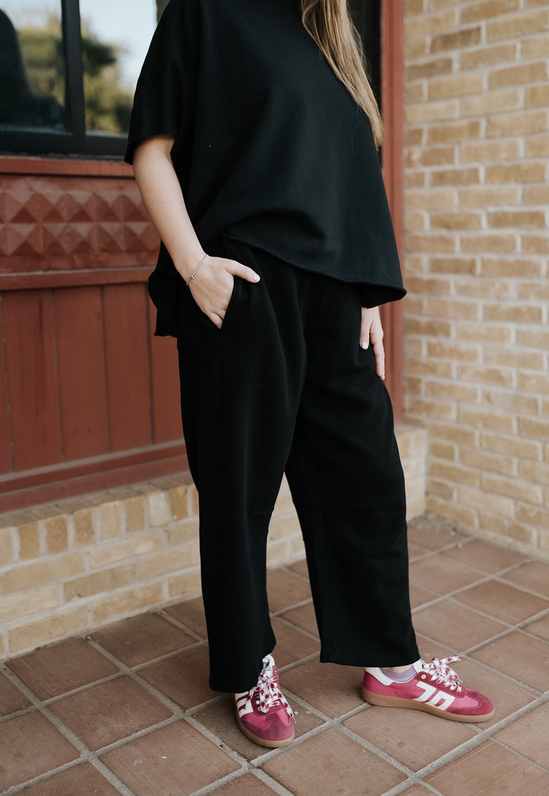 Black Malibu Air Cotton Barrel Lounge Pants KP5555 - Southern Soule Designs