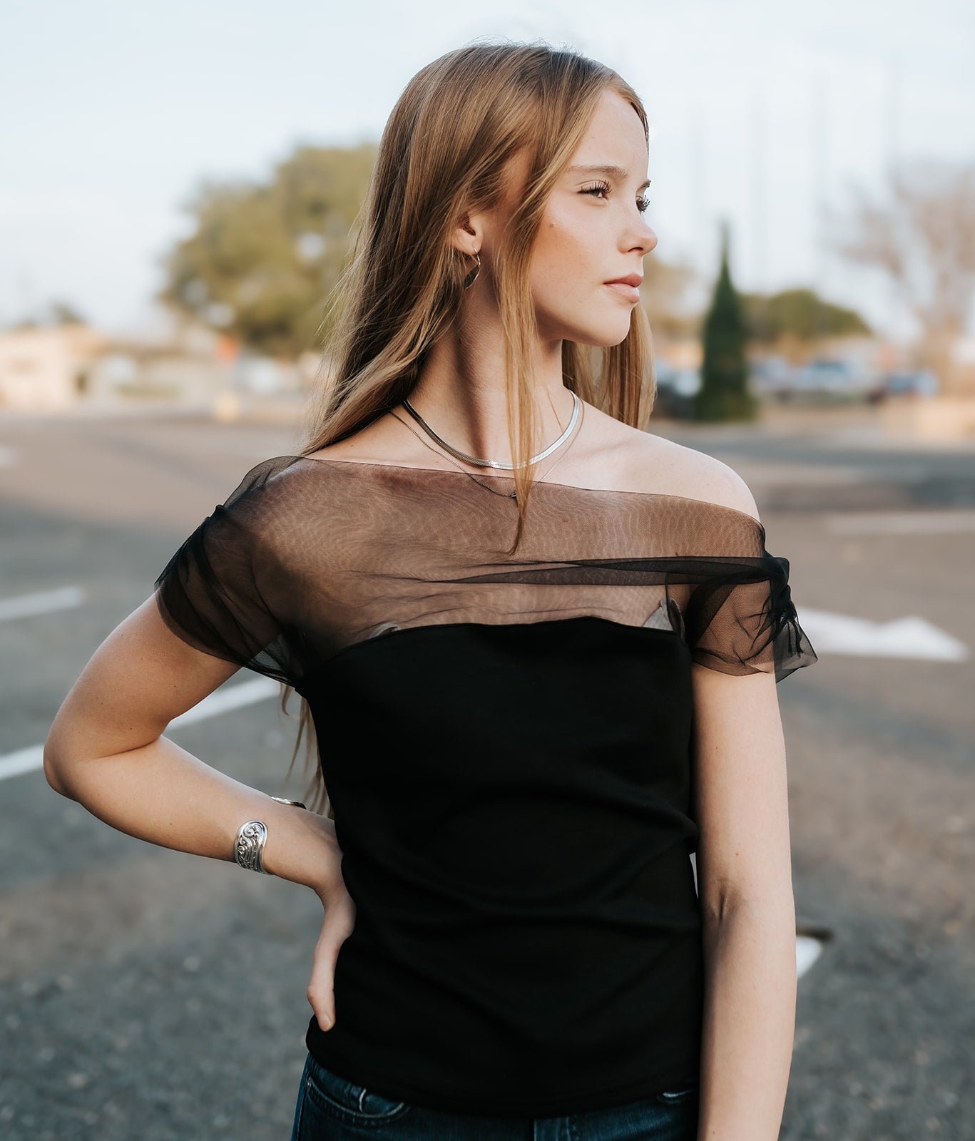 Black Mesh & Ponti Mix Drape Top MT20334 - Southern Soule Designs