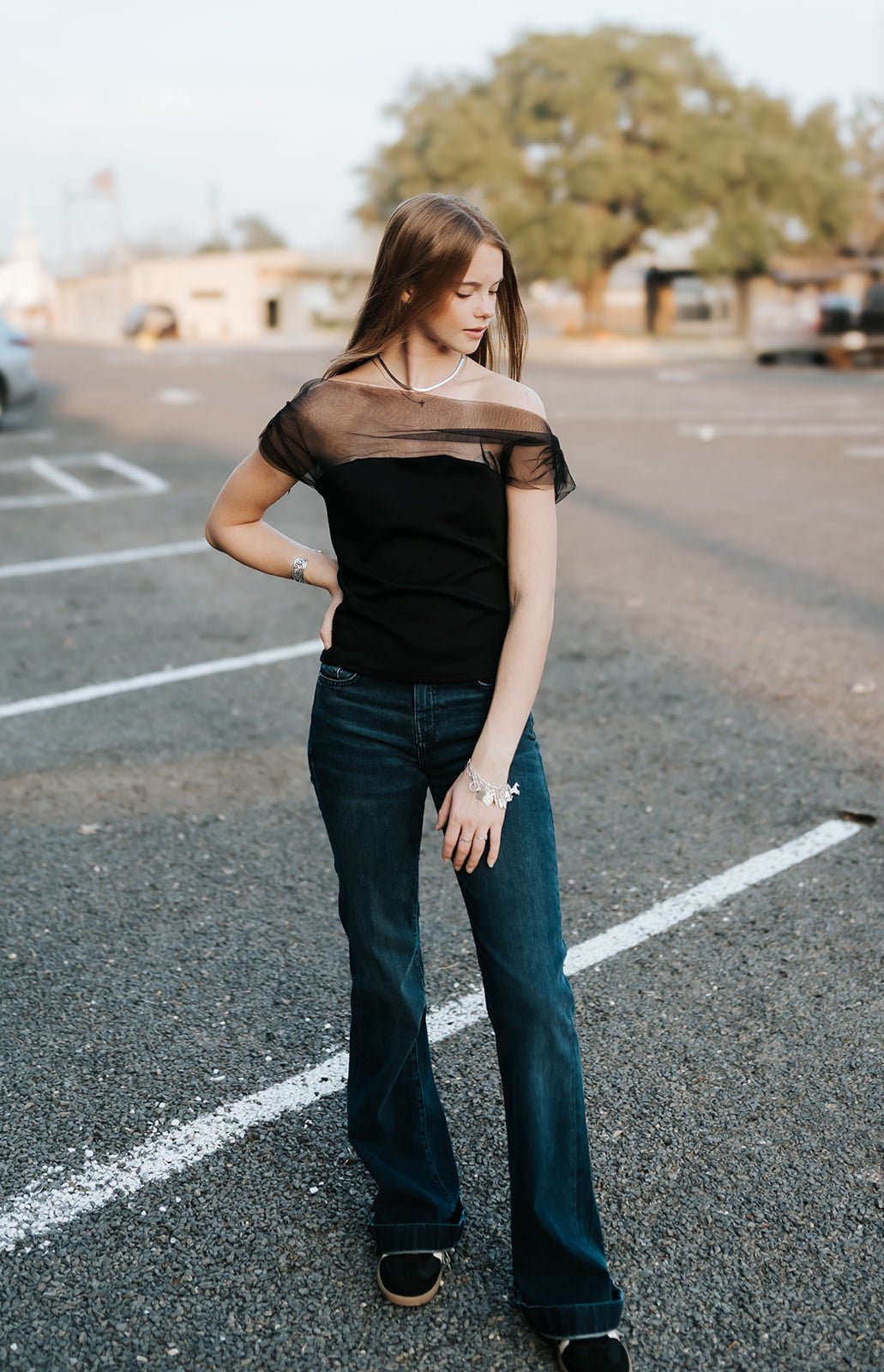 Black Mesh & Ponti Mix Drape Top MT20334 - Southern Soule Designs