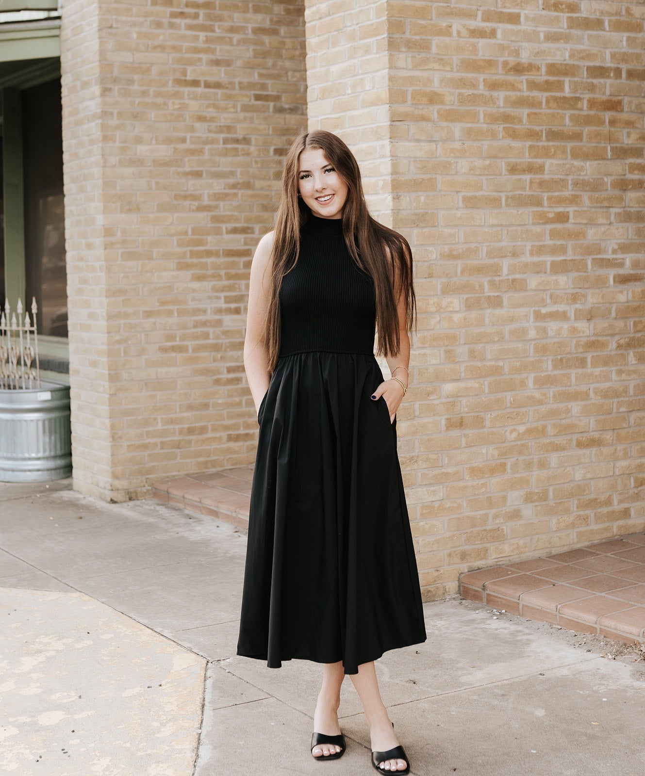 Black Mock Neck Maxi Dress WKR50147 - Southern Soule Designs