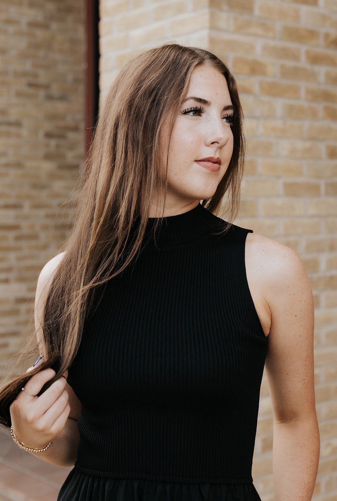 Black Mock Neck Maxi Dress WKR50147 - Southern Soule Designs