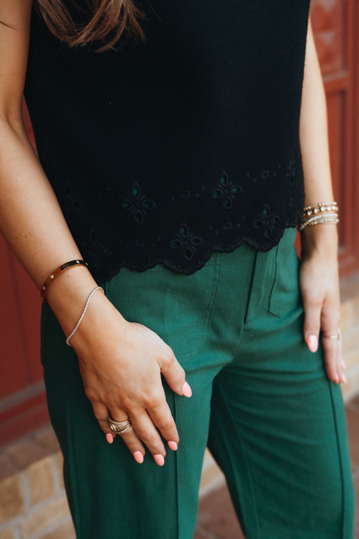 Black Mock Neck Sweater w/Laser Cut Scallop Detail T24746 - Southern Soule Designs