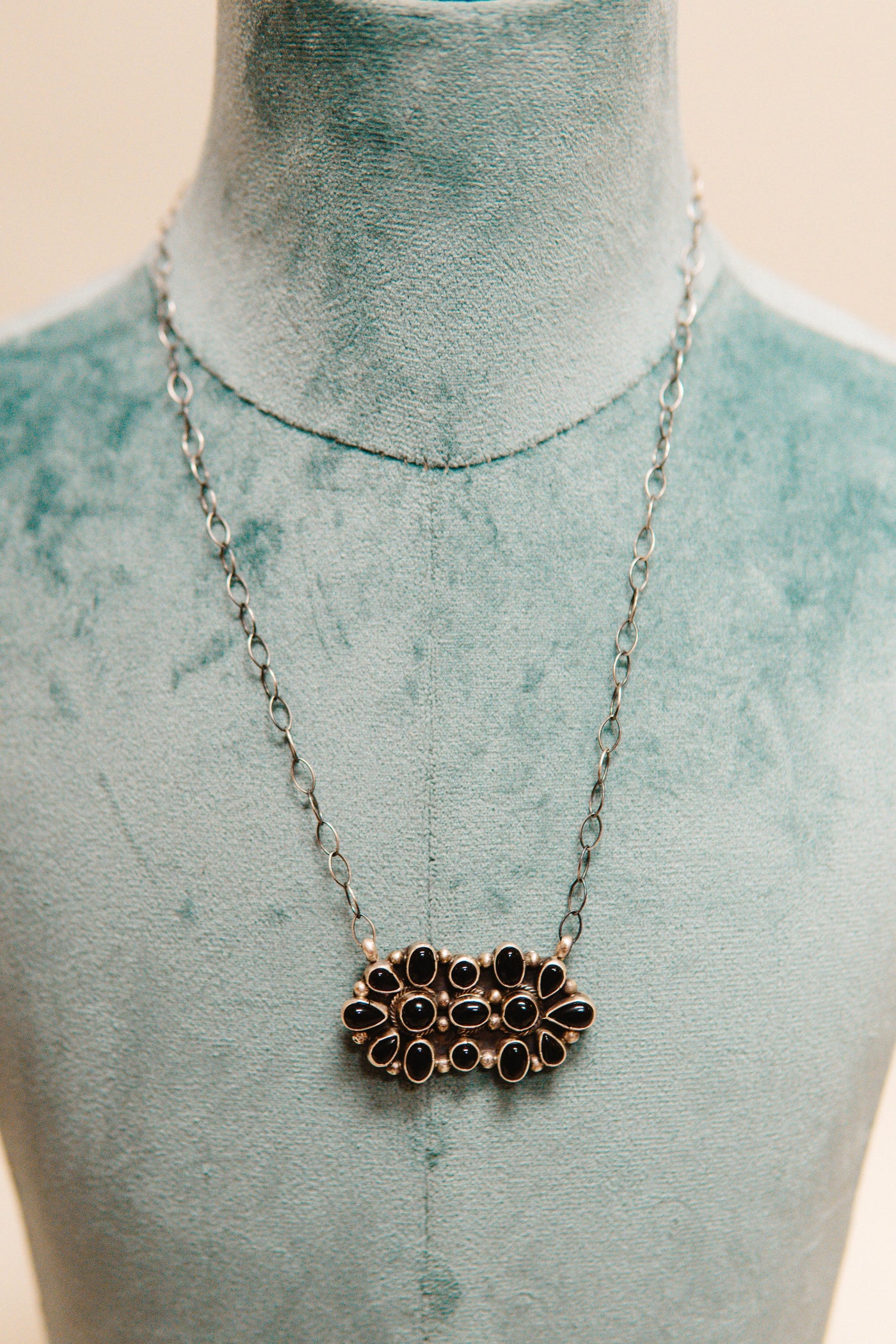 Onyx Floral Bar Necklace