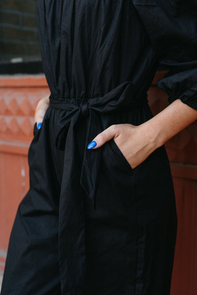 Black Off Shoulder Puff Long Sleeve Romper ILR4041 - Southern Soule Designs