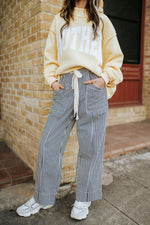 Black Off White Striped Wide Leg Pants MP4461 - Southern Soule Designs