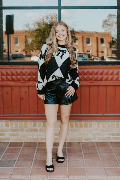 Black Pleather Shorts P3642 - Southern Soule Designs