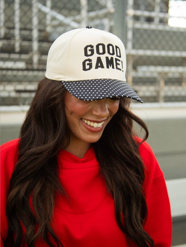 Black Polka Dot Good Game Trucker Hat - Southern Soule Designs