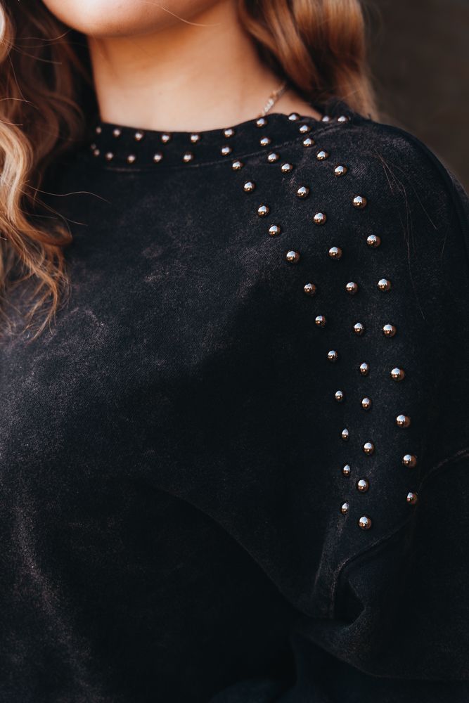 Black Pullover with Studs BW91T05265 - Southern Soule Designs