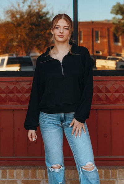 Black Quarter - Zip Sweatshirt DZ24E543 - Southern Soule Designs