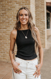 Black Ribbed Tank Top ET5879 - Southern Soule Designs