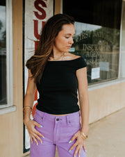 Black Second Skin Off The Shoulder Top ZT261947 - Southern Soule Designs