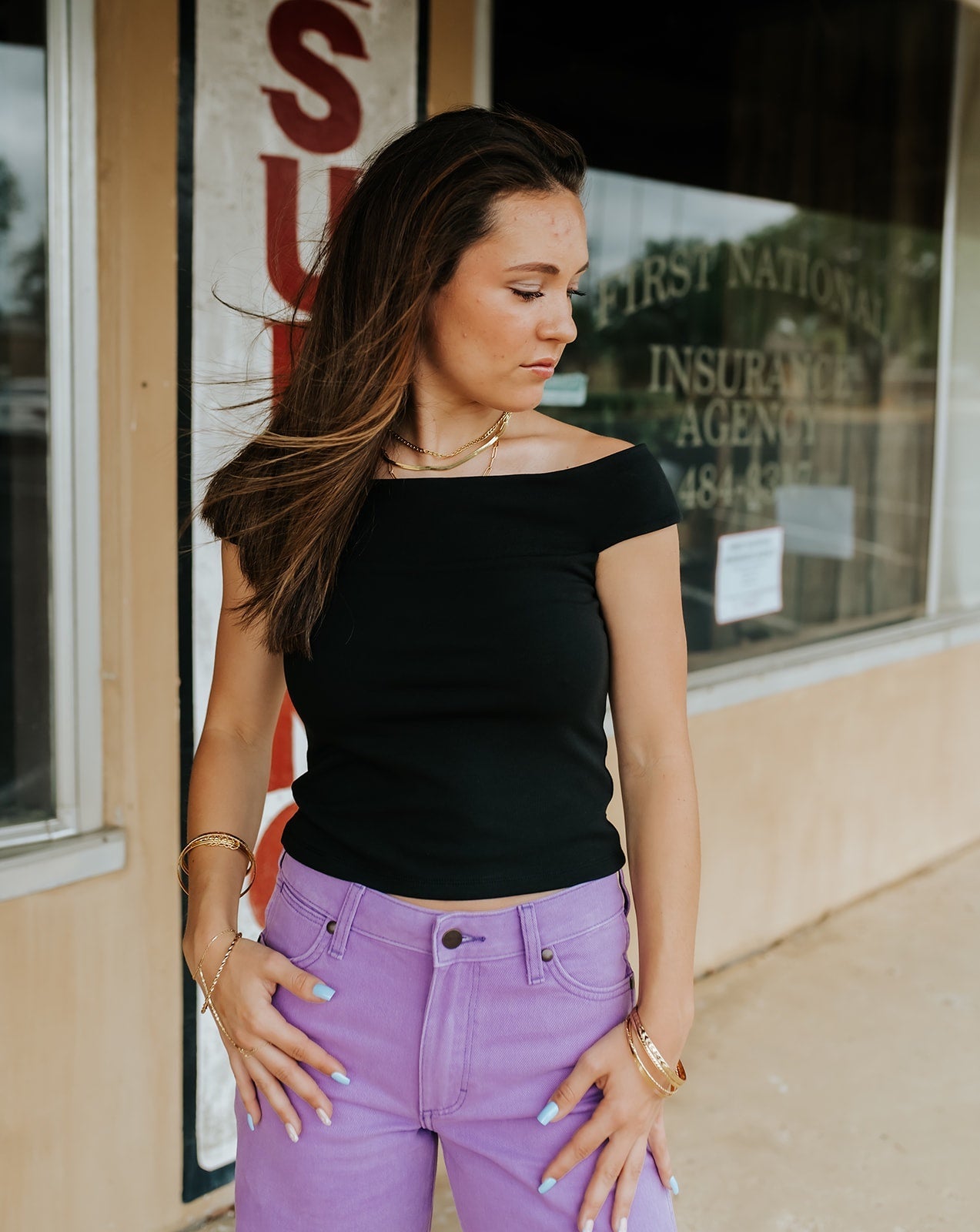 Black Second Skin Off The Shoulder Top ZT261947 - Southern Soule Designs