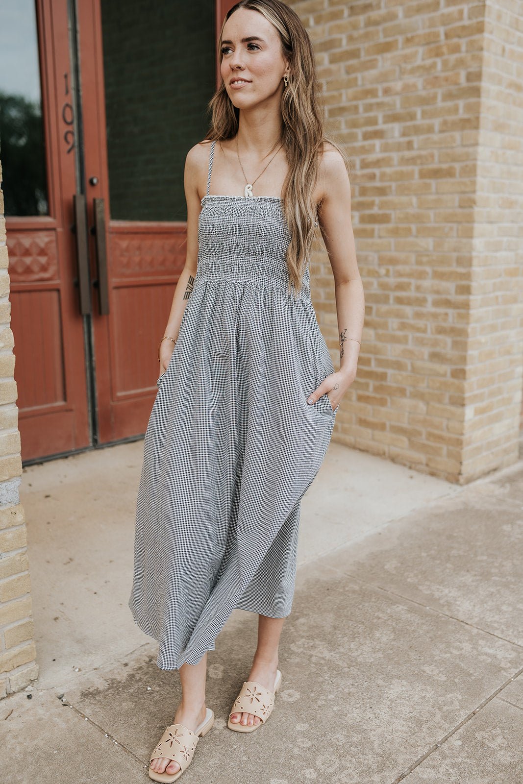 Black Seersucker Smock Top Maxi Dress SS50131 - Southern Soule Designs