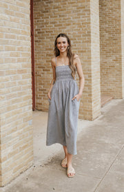 Black Seersucker Smock Top Maxi Dress SS50131 - Southern Soule Designs