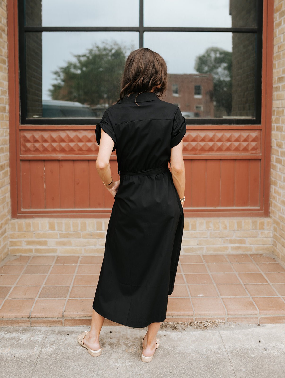 Black Short Sleeve Midi Dress PL50104 - Southern Soule Designs
