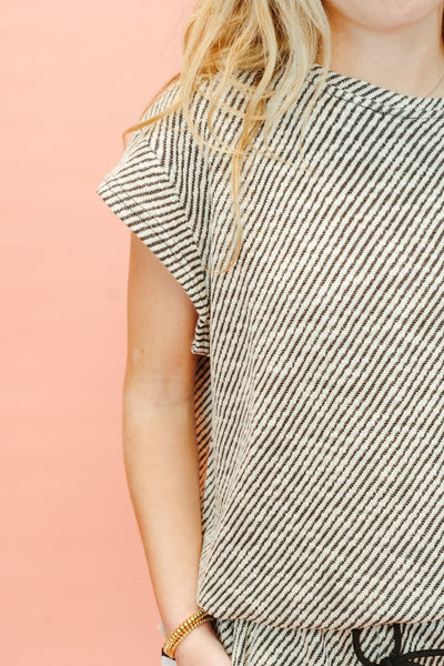 Black Short Sleeve Striped Top T3871 - Southern Soule Designs