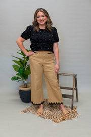 Black Short Sleeve Sweater w/ Pearls ILT3051 - Southern Soule Designs