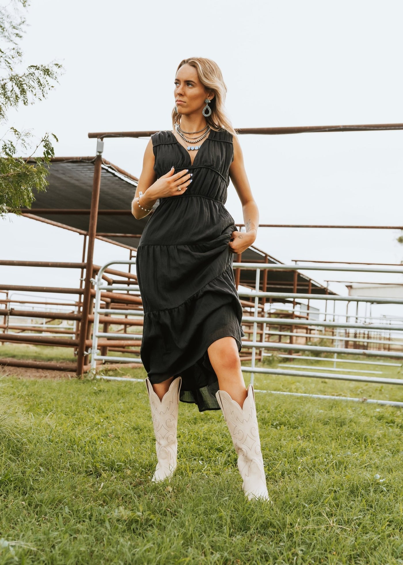 Black Sleeveless Midi Dress DM1588 - Southern Soule Designs