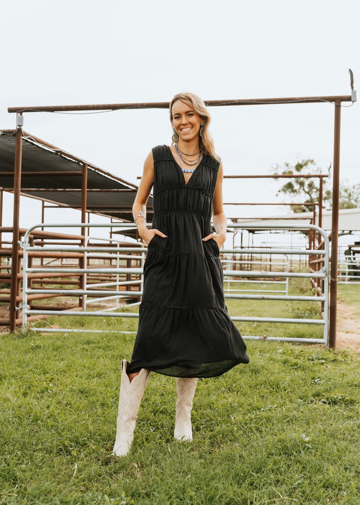 Black Sleeveless Midi Dress DM1588 - Southern Soule Designs