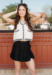 Black Solid High Pleated Skort P25926 - Southern Soule Designs