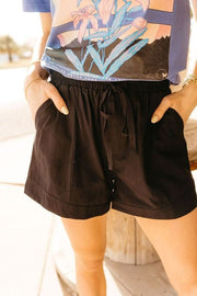 Black Solid High - Waisted Shorts P25971 - Southern Soule Designs