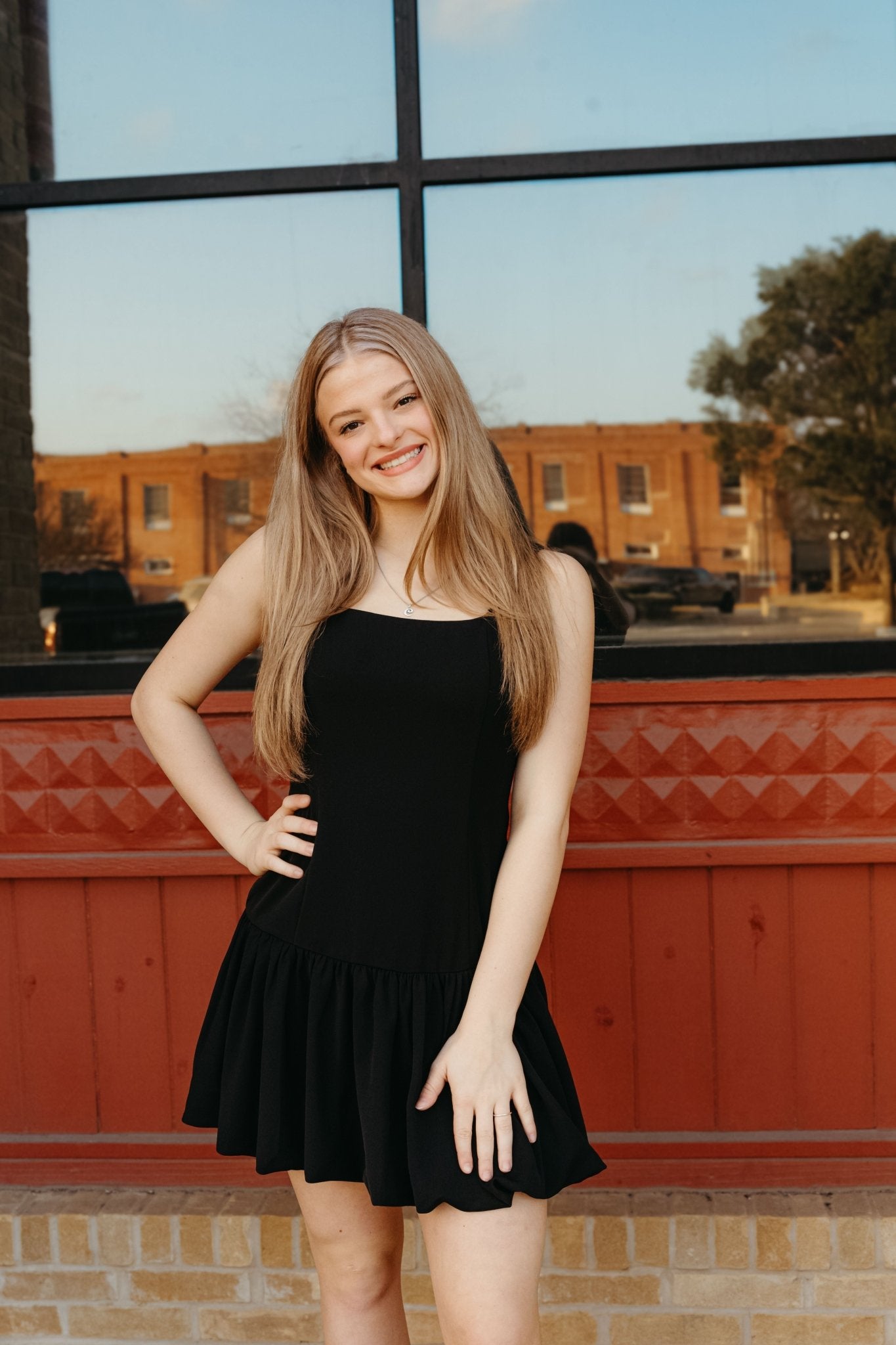 Black Square Neckline Bubble Hem Fitted Dress CD04349 - Southern Soule Designs