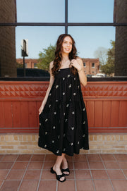 Black Square Neckline Sleeveless Midi Dress ID8854 - B - Southern Soule Designs