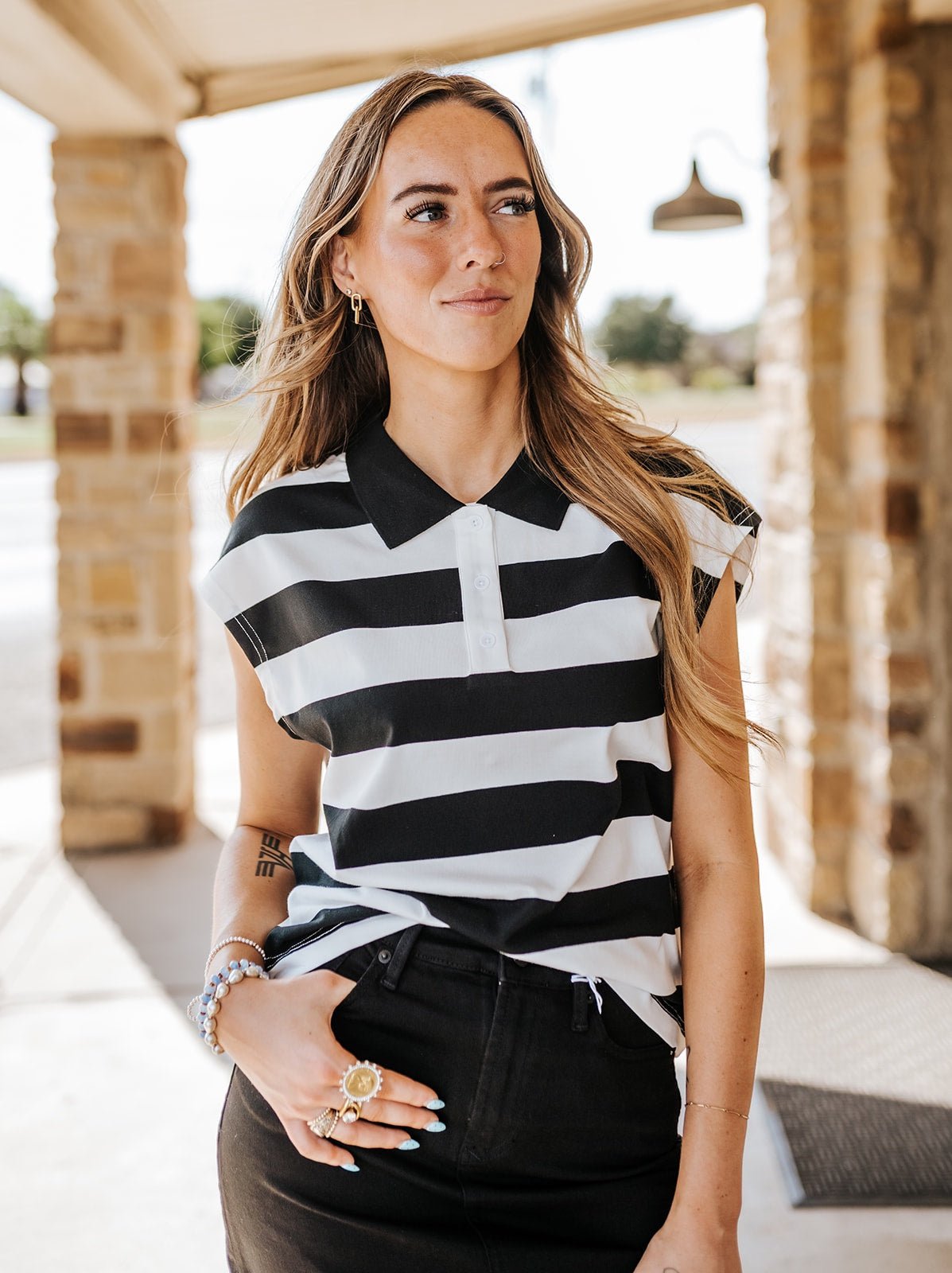 Black Stripe Tyra Top - Southern Soule Designs