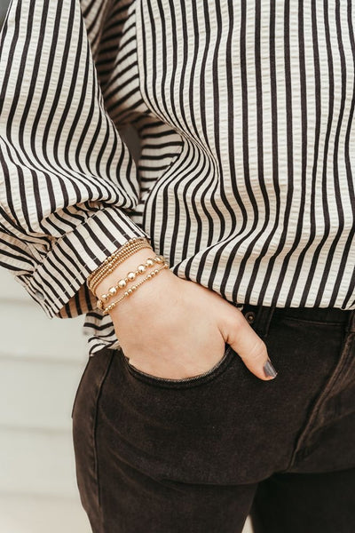 Black Striped 3/4 Sleeve Top T24501 - Southern Soule Designs