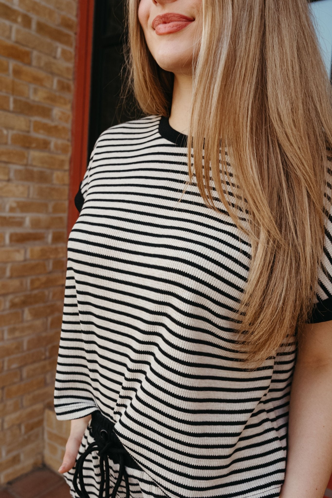 Black Striped Short Sleeve Top TK11500 - Southern Soule Designs