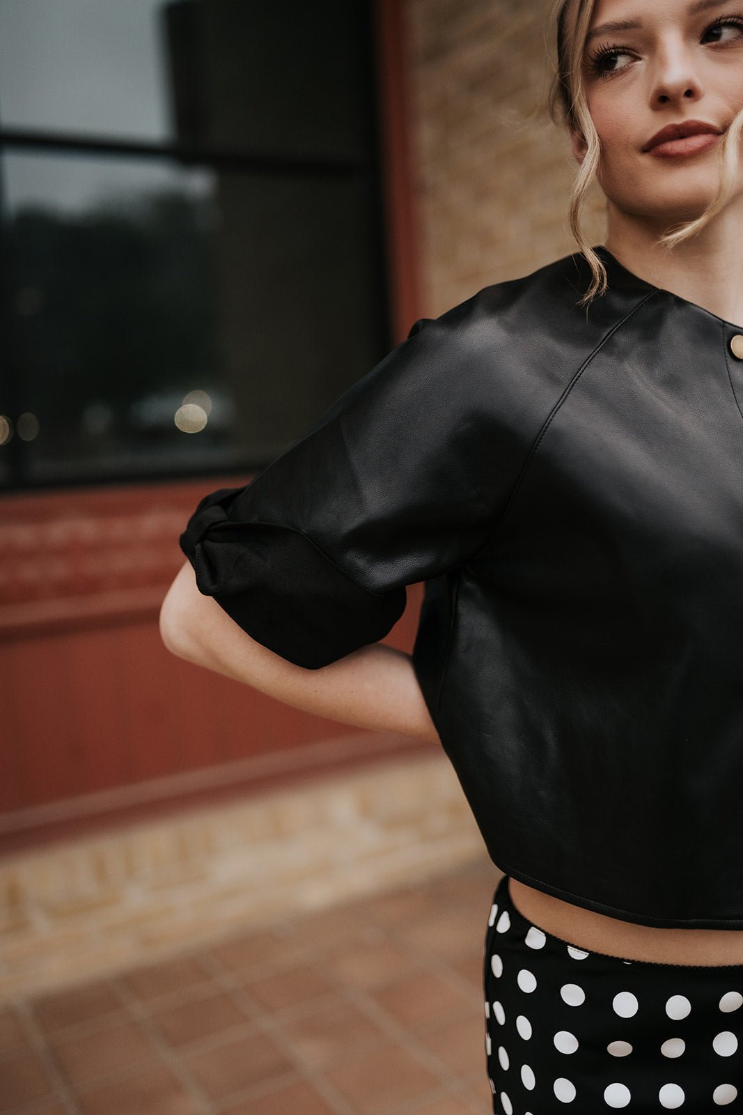 Black Suede Trim Short Sleeve PU Jacket J5277ST - Southern Soule Designs