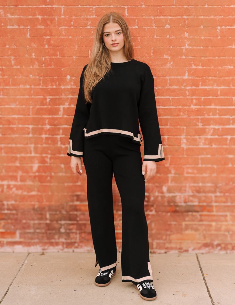 Black Taupe Wide Leg Pants ILS4205 - Southern Soule Designs