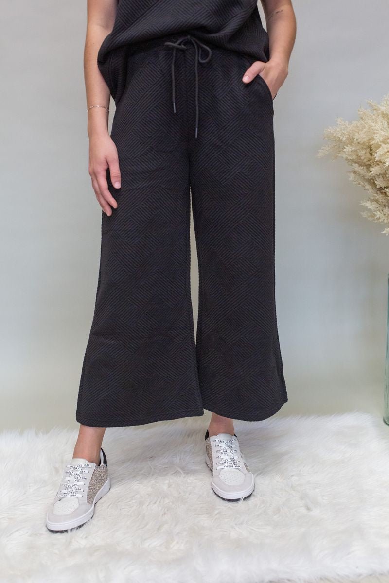 Black Textured Crop Pants - Southern Soule Designs