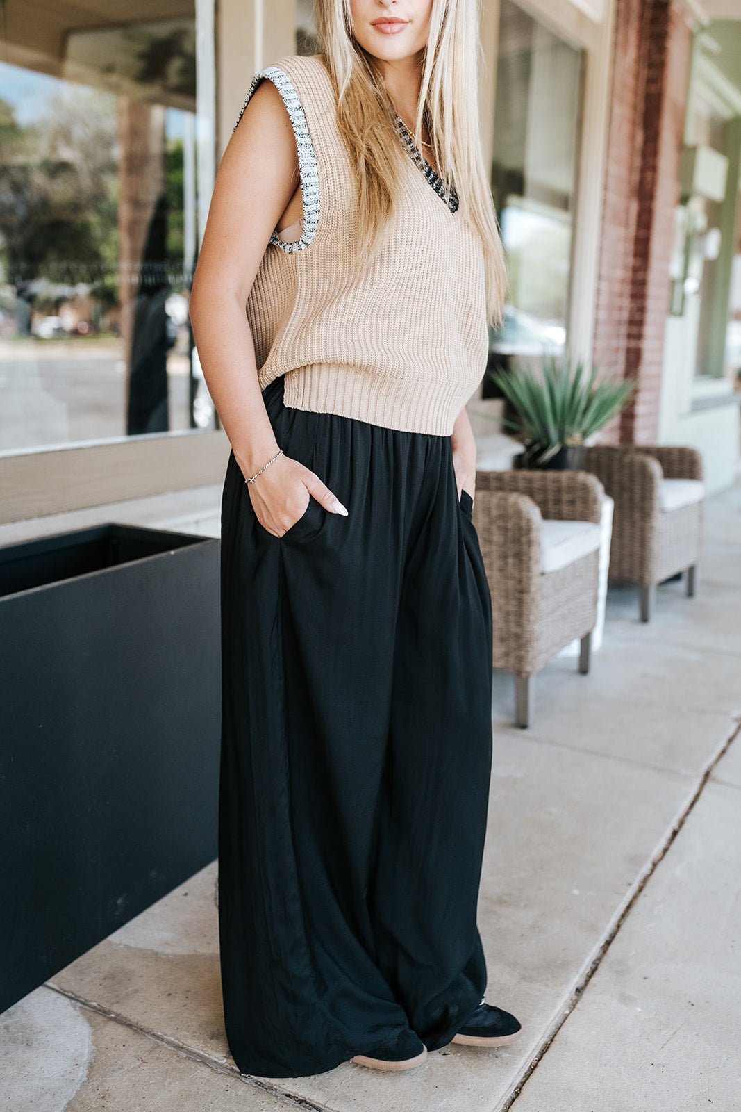 Black Wide Leg Pants VIC2404 - Southern Soule Designs