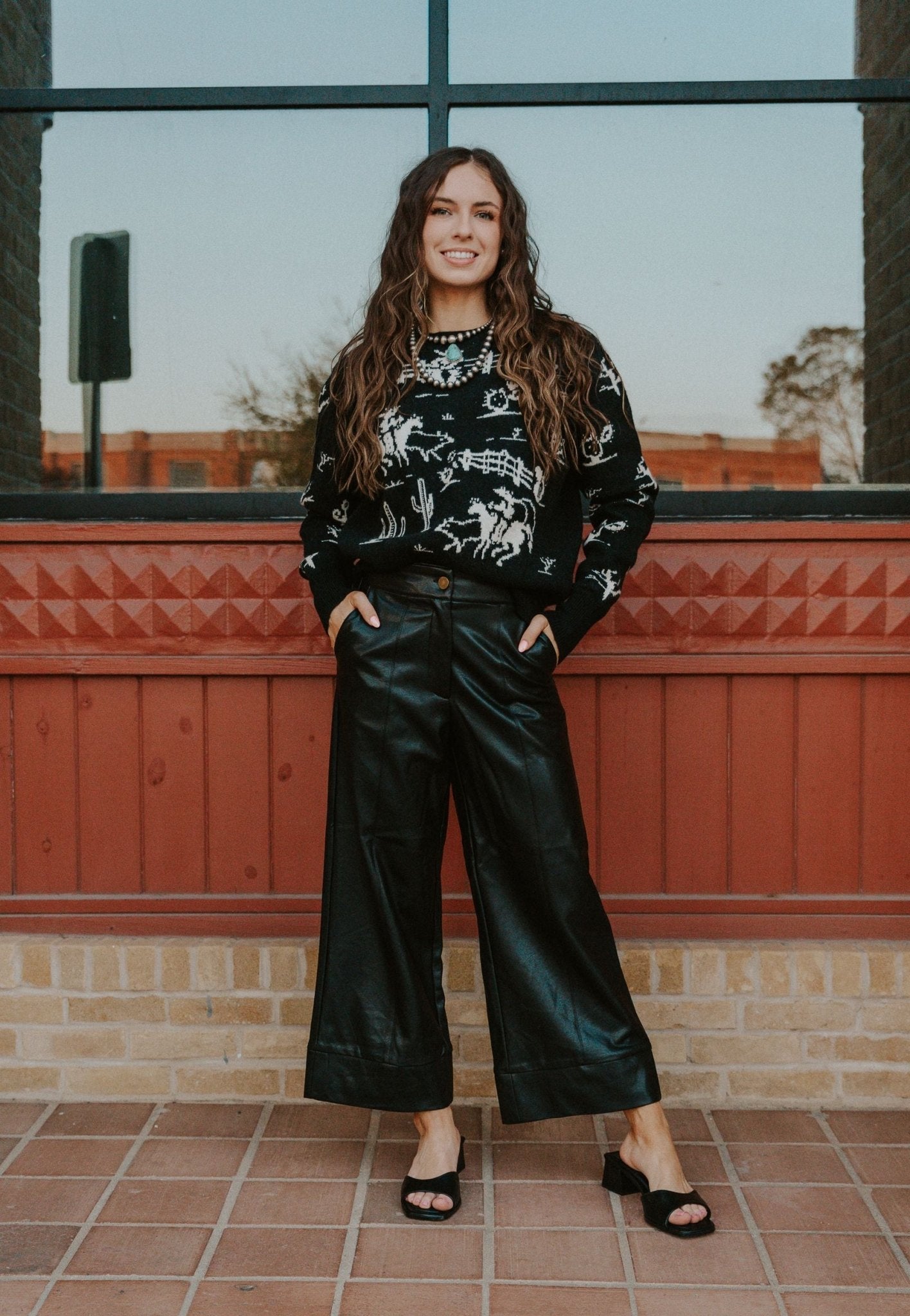 Black Wide Straight Leg Pants P4109 - Southern Soule Designs