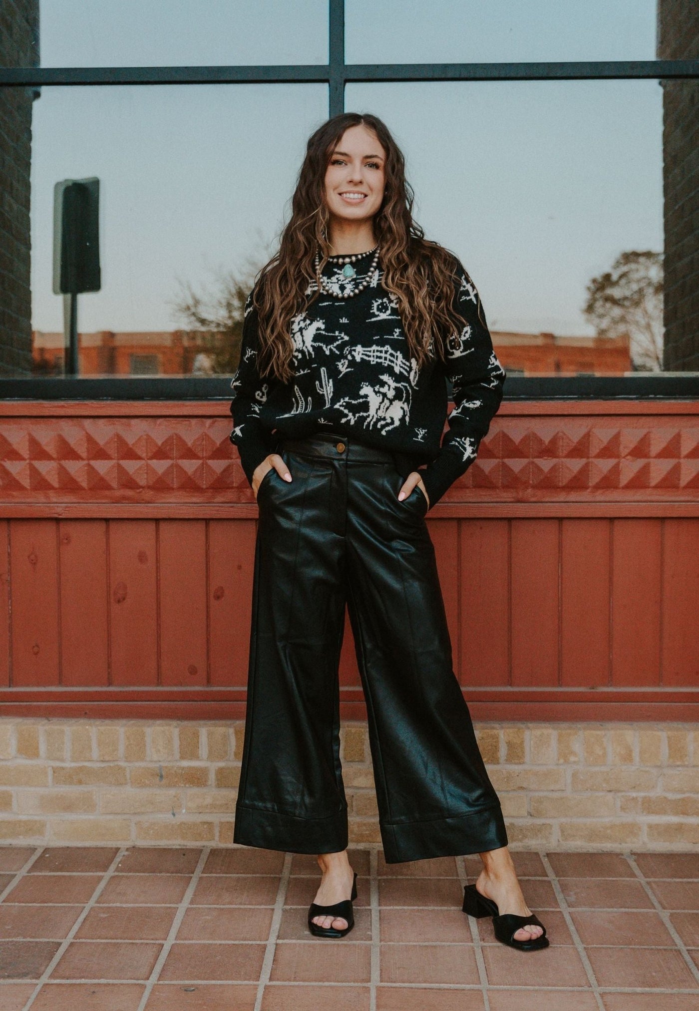 Black Wide Straight Leg Pants P4109 - Southern Soule Designs